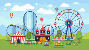 Kids Cartoon Amusement Park Wallpaper Mural â¢ WallmurÂ®
